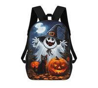 sinyumoney Impression 3D Halloween Ghost with Jack-o-Lantern Sacs À Dos Scolaires Pour Enfants, Cartables Pour Garçons, Grand Sac À Dos De Voyage, Sacs À Dos De Jour 17inch