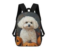 sinyumoney Impression 3D Halloween Poodle with Pumpkins Sacs À Dos Scolaires Pour Enfants De 17 Pouces, Sacs À Livres Pour Garçons, Grand Sac À Dos De Voyage, Sacs À Dos De Jour