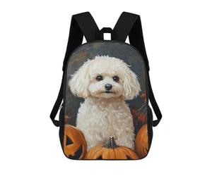 sinyumoney Impression 3D Halloween Poodle with Pumpkins Sacs À Dos Scolaires Pour Enfants De 17 Pouces, Sacs À Livres Pour Garçons, Grand Sac À Dos De Voyage, Sacs À Dos De Jour
