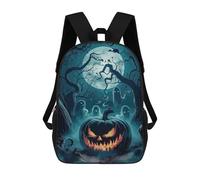 sinyumoney Impression 3D Halloween Pumpkin with Ghosts And Moon Sacs À Dos Scolaires Pour Enfants, Cartables Pour Garçons, Grand Sac À Dos De Voyage, Sacs À Dos De Jour 17inch
