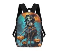 sinyumoney Impression 3D Halloween Skeleton Sacs À Dos Scolaires Pour Enfants De 17 Pouces, Sacs À Livres Pour Garçons, Grand Sac À Dos De Voyage, Sacs À Dos De Jour