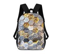 sinyumoney Impression 3D Hexagonal Harmony Art Sacs À Dos Scolaires Pour Enfants De 17 Pouces, Sacs À Livres Pour Garçons, Grand Sac À Dos De Voyage, Sacs À Dos De Jour