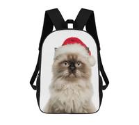 sinyumoney Impression 3D Himalayan Cat with Santa Hat Portrait Sacs À Dos Scolaires Pour Enfants, Cartables Pour Garçons, Grand Sac À Dos De Voyage, Sacs À Dos De Jour 17inch
