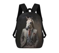 sinyumoney Impression 3D Horse in A Suit Sacs À Dos Scolaires Pour Enfants, Cartables Pour Garçons, Grand Sac À Dos De Voyage, Sacs À Dos De Jour 17inch