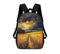 sinyumoney Impression 3D Impressionist Inspired Storm Over Golden Fields Sacs À Dos Scolaires Pour Enfants, Cartables Pour Garçons, Grand Sac À Dos De Voyage, Sacs À Dos De Jour 17inch
