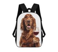 sinyumoney Impression 3D Irish Setter with Wine Glass Sacs À Dos Scolaires Pour Enfants, Cartables Pour Garçons, Grand Sac À Dos De Voyage, Sacs À Dos De Jour 17inch