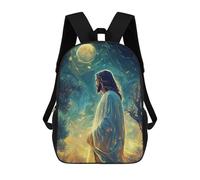 sinyumoney Impression 3D Jesus Christ Starry Night Sacs À Dos Scolaires Pour Enfants, Cartables Pour Garçons, Grand Sac À Dos De Voyage, Sacs À Dos De Jour 17inch