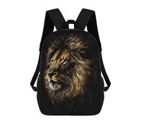 sinyumoney Impression 3D Lion Black Gold Dark BG Sacs À Dos Scolaires Pour Enfants De 17 Pouces, Sacs À Livres Pour Garçons, Grand Sac À Dos De Voyage, Sacs À Dos De Jour