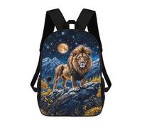sinyumoney Impression 3D Lion Under Full Moon Sacs À Dos Scolaires Pour Enfants, Cartables Pour Garçons, Grand Sac À Dos De Voyage, Sacs À Dos De Jour 17inch