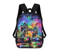 sinyumoney Impression 3D London Bridge Neon Art Print Sacs À Dos Scolaires Pour Enfants De 17 Pouces, Sacs À Livres Pour Garçons, Grand Sac À Dos De Voyage, Sacs À Dos De Jour