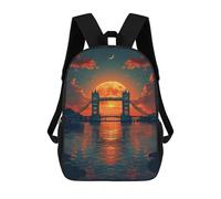 sinyumoney Impression 3D London Bridge Sunset Reflections Sacs À Dos Scolaires Pour Enfants De 17 Pouces, Sacs À Livres Pour Garçons, Grand Sac À Dos De Voyage, Sacs À Dos De Jour