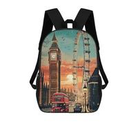 sinyumoney Impression 3D London Cityscape Big Ben Eye Sacs À Dos Scolaires Pour Enfants, Cartables Pour Garçons, Grand Sac À Dos De Voyage, Sacs À Dos De Jour 17inch