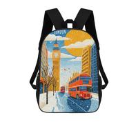 sinyumoney Impression 3D London Winter Scene with Red Buses Sacs À Dos Scolaires Pour Enfants, Cartables Pour Garçons, Grand Sac À Dos De Voyage, Sacs À Dos De Jour 17inch