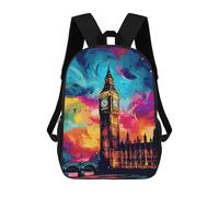 sinyumoney Impression 3D London's Vibrant Big Ben -1 Sacs À Dos Scolaires Pour Enfants De 17 Pouces, Sacs À Livres Pour Garçons, Grand Sac À Dos De Voyage, Sacs À Dos De Jour