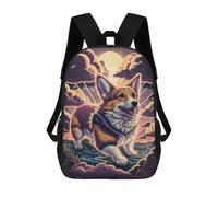 sinyumoney Impression 3D Magical Corgi Sunset Art Print Sacs À Dos Scolaires Pour Enfants De 17 Pouces, Sacs À Livres Pour Garçons, Grand Sac À Dos De Voyage, Sacs À Dos De Jour