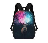 sinyumoney Impression 3D Magical Deer with Moon Antlers Sacs À Dos Scolaires Pour Enfants, Cartables Pour Garçons, Grand Sac À Dos De Voyage, Sacs À Dos De Jour 17inch
