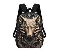 sinyumoney Impression 3D Majestic Golden King Wolf Sacs À Dos Scolaires Pour Enfants De 17 Pouces, Sacs À Livres Pour Garçons, Grand Sac À Dos De Voyage, Sacs À Dos De Jour