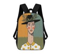 sinyumoney Impression 3D Man with Hat And Polka Dots Sacs À Dos Scolaires Pour Enfants, Cartables Pour Garçons, Grand Sac À Dos De Voyage, Sacs À Dos De Jour 17inch