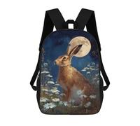sinyumoney Impression 3D Moonlit Hare in Daisy Field Sacs À Dos Scolaires Pour Enfants De 17 Pouces, Sacs À Livres Pour Garçons, Grand Sac À Dos De Voyage, Sacs À Dos De Jour
