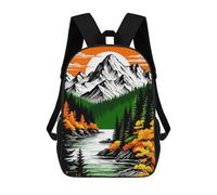 sinyumoney Impression 3D Mountain Landscape with River And Forest Sacs À Dos Scolaires Pour Enfants, Cartables Pour Garçons, Grand Sac À Dos De Voyage, Sacs À Dos De Jour 17inch