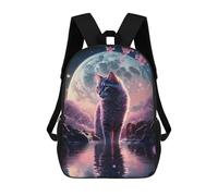 sinyumoney Impression 3D Mystical Moonlit Cat Sacs À Dos Scolaires Pour Enfants, Cartables Pour Garçons, Grand Sac À Dos De Voyage, Sacs À Dos De Jour 17inch