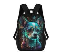 sinyumoney Impression 3D Neon Dog Glasses Art Print Sacs À Dos Scolaires Pour Enfants De 17 Pouces, Sacs À Livres Pour Garçons, Grand Sac À Dos De Voyage, Sacs À Dos De Jour