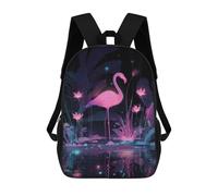 sinyumoney Impression 3D Neon Flamingo in A Dark Garden Sacs À Dos Scolaires Pour Enfants, Cartables Pour Garçons, Grand Sac À Dos De Voyage, Sacs À Dos De Jour 17inch