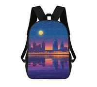 sinyumoney Impression 3D Night Cityscape Reflection Sacs À Dos Scolaires Pour Enfants, Cartables Pour Garçons, Grand Sac À Dos De Voyage, Sacs À Dos De Jour 17inch
