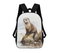sinyumoney Impression 3D Otter Watercolor Cute Sacs À Dos Scolaires Pour Enfants De 17 Pouces, Sacs À Livres Pour Garçons, Grand Sac À Dos De Voyage, Sacs À Dos De Jour