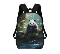 sinyumoney Impression 3D Panda in Forest Stream Sacs À Dos Scolaires Pour Enfants De 17 Pouces, Sacs À Livres Pour Garçons, Grand Sac À Dos De Voyage, Sacs À Dos De Jour