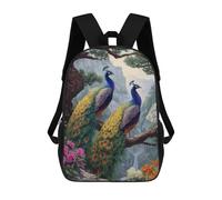 sinyumoney Impression 3D Peacock Paradise Landscape-2 Sacs À Dos Scolaires Pour Enfants De 17 Pouces, Sacs À Livres Pour Garçons, Grand Sac À Dos De Voyage, Sacs À Dos De Jour