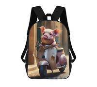 sinyumoney Impression 3D Piglet Riding Scooter Sacs À Dos Scolaires Pour Enfants, Cartables Pour Garçons, Grand Sac À Dos De Voyage, Sacs À Dos De Jour 17inch