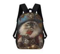 sinyumoney Impression 3D Pirate Cat Treasure Chest-12 Sacs À Dos Scolaires Pour Enfants De 17 Pouces, Sacs À Livres Pour Garçons, Grand Sac À Dos De Voyage, Sacs À Dos De Jour