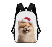 sinyumoney Impression 3D Pomeranian Dog with Santa Hat Sacs À Dos Scolaires Pour Enfants, Cartables Pour Garçons, Grand Sac À Dos De Voyage, Sacs À Dos De Jour 17inch