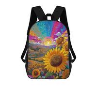 sinyumoney Impression 3D Psychedelic Sunflower Field-2 Sacs À Dos Scolaires Pour Enfants De 17 Pouces, Sacs À Livres Pour Garçons, Grand Sac À Dos De Voyage, Sacs À Dos De Jour