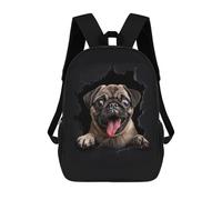 sinyumoney Impression 3D Pug Dog Sacs À Dos Scolaires Pour Enfants De 17 Pouces, Sacs À Livres Pour Garçons, Grand Sac À Dos De Voyage, Sacs À Dos De Jour