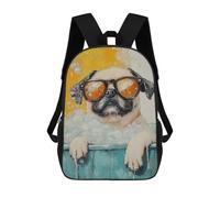 sinyumoney Impression 3D Pug in Bathtub Painting Sacs À Dos Scolaires Pour Enfants De 17 Pouces, Sacs À Livres Pour Garçons, Grand Sac À Dos De Voyage, Sacs À Dos De Jour