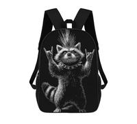 sinyumoney Impression 3D Punk Raccoon Rock And Roll Sacs À Dos Scolaires Pour Enfants De 17 Pouces, Sacs À Livres Pour Garçons, Grand Sac À Dos De Voyage, Sacs À Dos De Jour