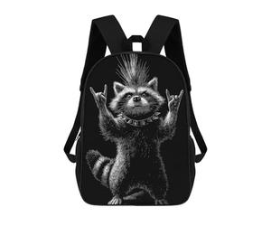 sinyumoney Impression 3D Punk Raccoon Rock And Roll Sacs À Dos Scolaires Pour Enfants De 17 Pouces, Sacs À Livres Pour Garçons, Grand Sac À Dos De Voyage, Sacs À Dos De Jour