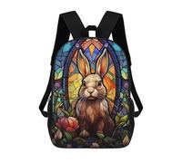 sinyumoney Impression 3D Rabbit Bunny Stained Glass Sacs À Dos Scolaires Pour Enfants, Cartables Pour Garçons, Grand Sac À Dos De Voyage, Sacs À Dos De Jour 17inch