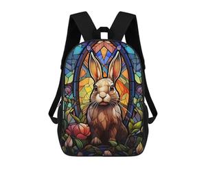 sinyumoney Impression 3D Rabbit Bunny Stained Glass Sacs À Dos Scolaires Pour Enfants, Cartables Pour Garçons, Grand Sac À Dos De Voyage, Sacs À Dos De Jour 17inch