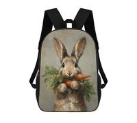 sinyumoney Impression 3D Rabbit Holding Carrots Painting Sacs À Dos Scolaires Pour Enfants De 17 Pouces, Sacs À Livres Pour Garçons, Grand Sac À Dos De Voyage, Sacs À Dos De Jour