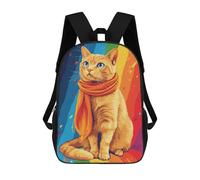 sinyumoney Impression 3D Rainbow Cat with Scarf Sacs À Dos Scolaires Pour Enfants De 17 Pouces, Sacs À Livres Pour Garçons, Grand Sac À Dos De Voyage, Sacs À Dos De Jour