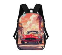 sinyumoney Impression 3D Red Classic Car Sunset Sacs À Dos Scolaires Pour Enfants, Cartables Pour Garçons, Grand Sac À Dos De Voyage, Sacs À Dos De Jour 17inch