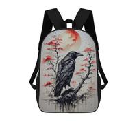 sinyumoney Impression 3D Red Moon Japan Raven Sacs À Dos Scolaires Pour Enfants, Cartables Pour Garçons, Grand Sac À Dos De Voyage, Sacs À Dos De Jour 17inch