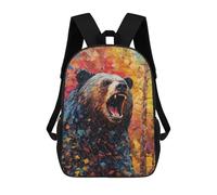 sinyumoney Impression 3D Roaring Bear Painting Sacs À Dos Scolaires Pour Enfants, Cartables Pour Garçons, Grand Sac À Dos De Voyage, Sacs À Dos De Jour 17inch