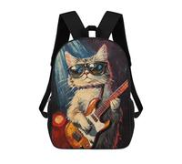sinyumoney Impression 3D Rock Star Cat Guitar Painting -4 Sacs À Dos Scolaires Pour Enfants De 17 Pouces, Sacs À Livres Pour Garçons, Grand Sac À Dos De Voyage, Sacs À Dos De Jour
