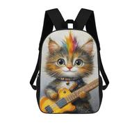 sinyumoney Impression 3D Rock Star Kitten with Guitar -2 Sacs À Dos Scolaires Pour Enfants De 17 Pouces, Sacs À Livres Pour Garçons, Grand Sac À Dos De Voyage, Sacs À Dos De Jour