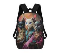 sinyumoney Impression 3D Royal Feline Gathering Sacs À Dos Scolaires Pour Enfants De 17 Pouces, Sacs À Livres Pour Garçons, Grand Sac À Dos De Voyage, Sacs À Dos De Jour