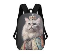 sinyumoney Impression 3D Royal Persian Cat Art Print Sacs À Dos Scolaires Pour Enfants De 17 Pouces, Sacs À Livres Pour Garçons, Grand Sac À Dos De Voyage, Sacs À Dos De Jour